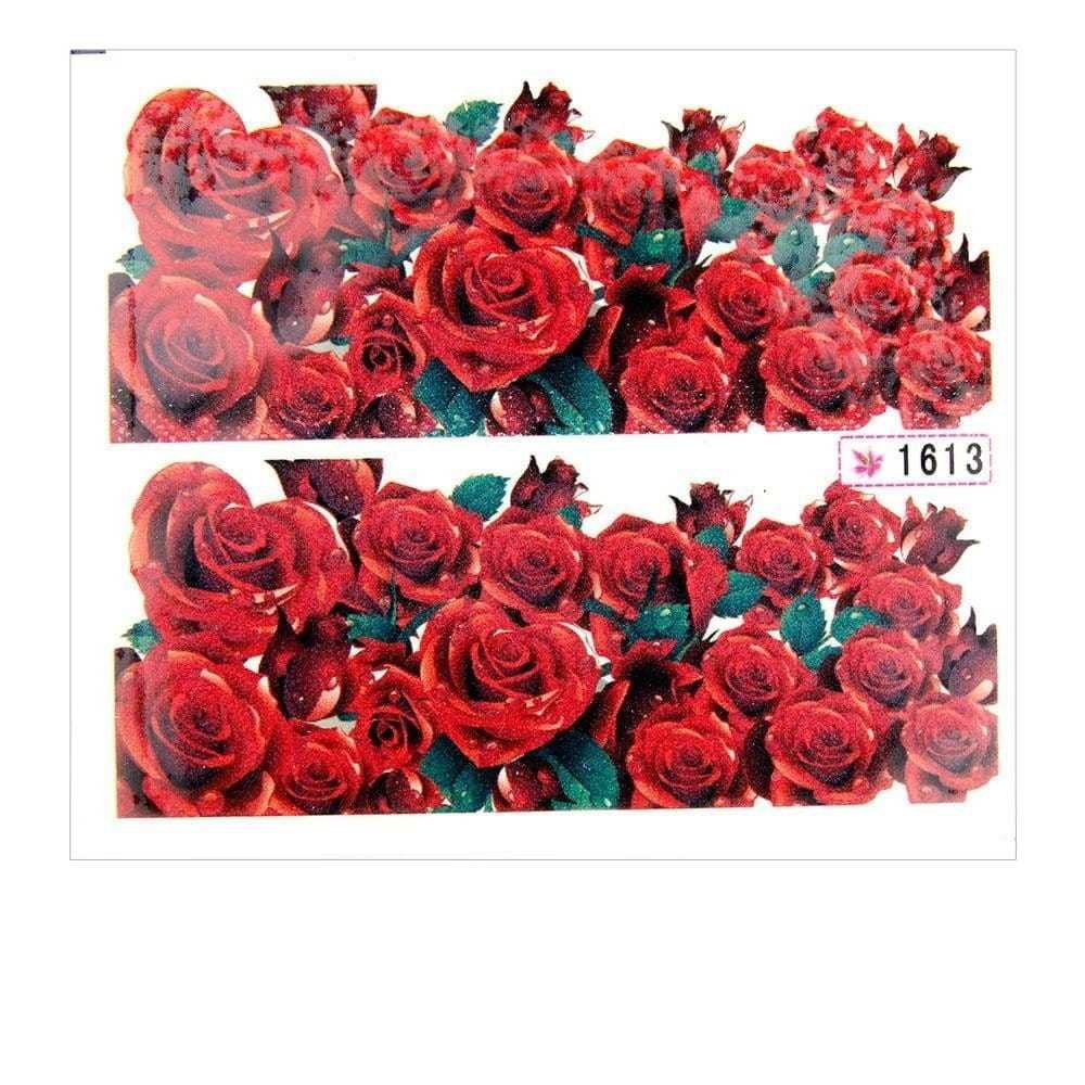 Allepaznokcie Naklejki wodne do paznokci arkusz 6,5 x 5,5 cm na 10 palców Nr 1613