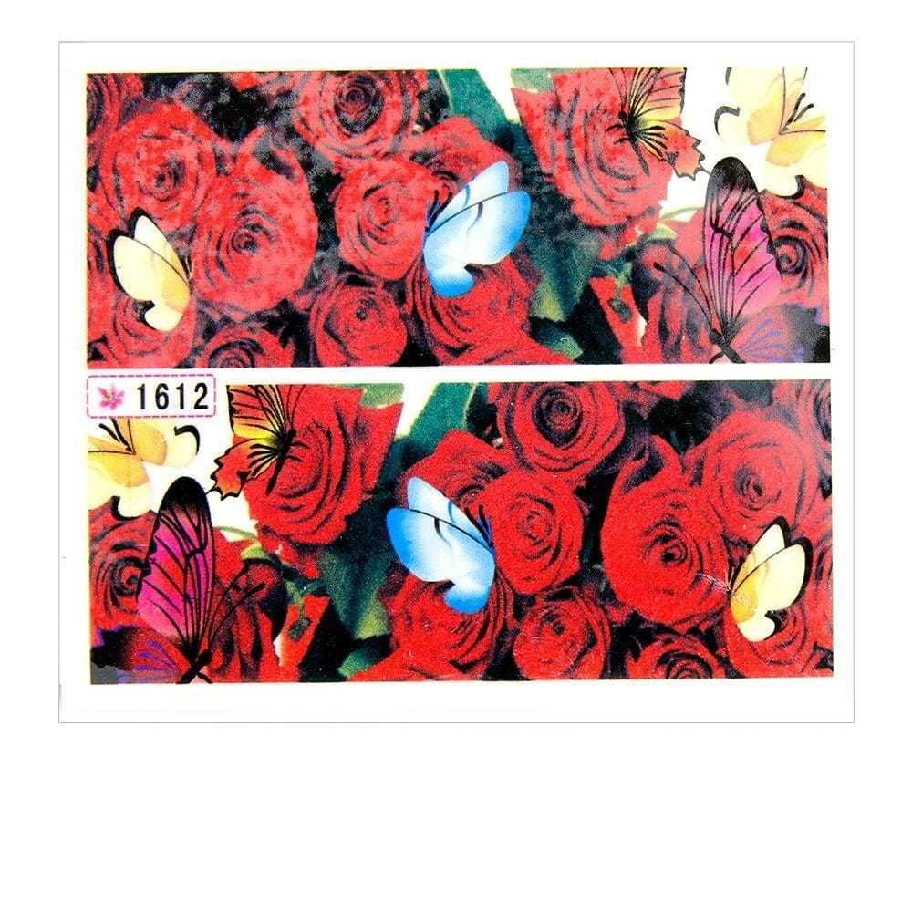 Allepaznokcie Naklejki wodne do paznokci arkusz 6,5 x 5,5 cm na 10 palców Nr 1612