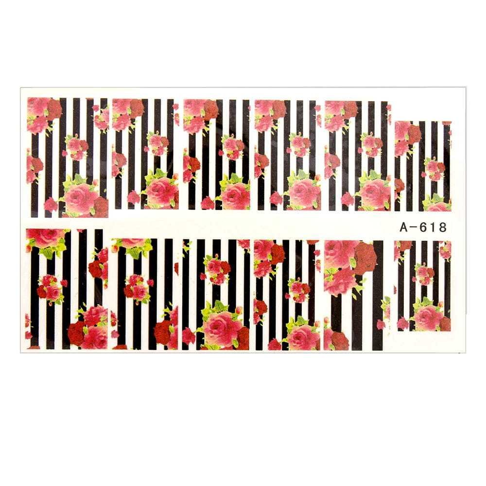 Allepaznokcie Naklejki wodne do paznokci arkusz 9 x 5,5 cm a Nr 618