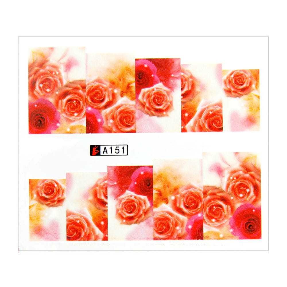 Allepaznokcie Naklejki wodne do paznokci arkusz 6,5 x 5,5 cm na 10 palców a Nr 151