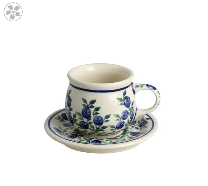 FILIŻANKA I SPODEK DO PODWÓJNEGO ESPRESSO 0,07 L GU1121DEK1208 CERAMIKA BOLESŁAWIEC