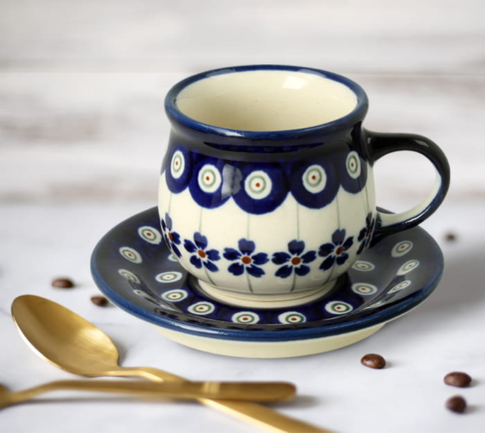 FILIŻANKA I SPODEK DO PODWÓJNEGO ESPRESSO 0,07 L GU1121DEK166A CERAMIKA BOLESŁAWIEC