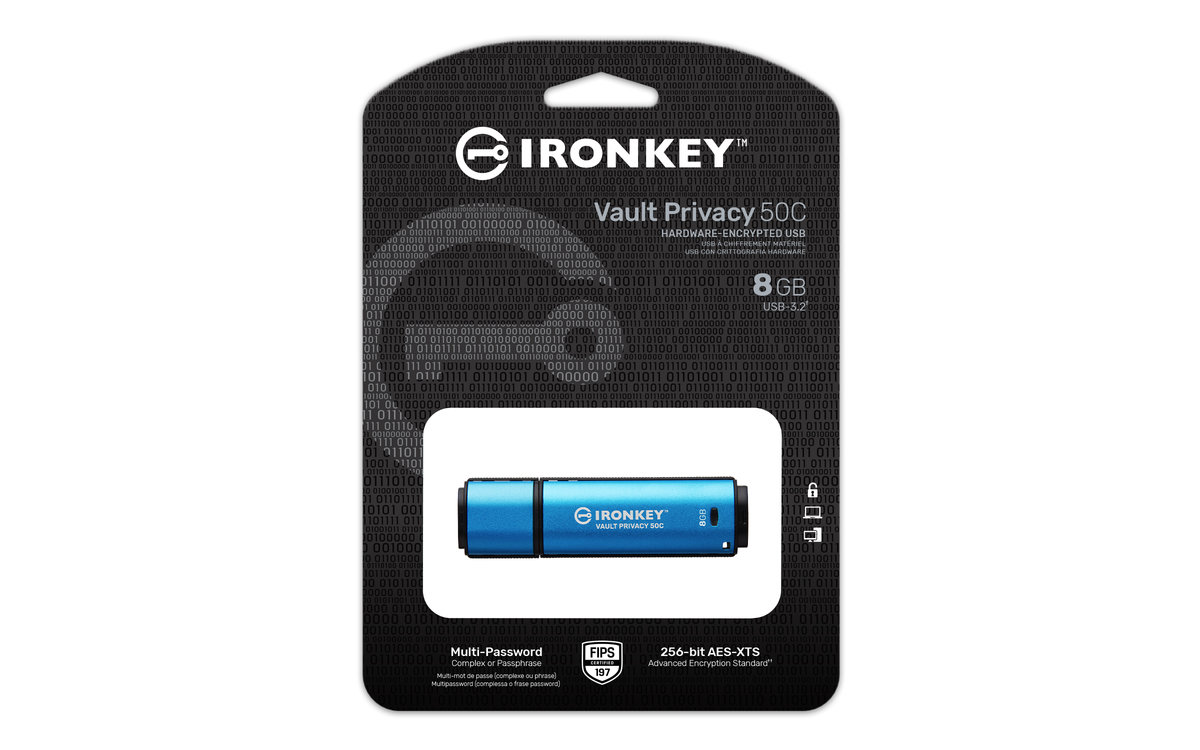 Kingston 8GB IronKey Vault Privacy 50C AES-256 FIPS 197 USB-C