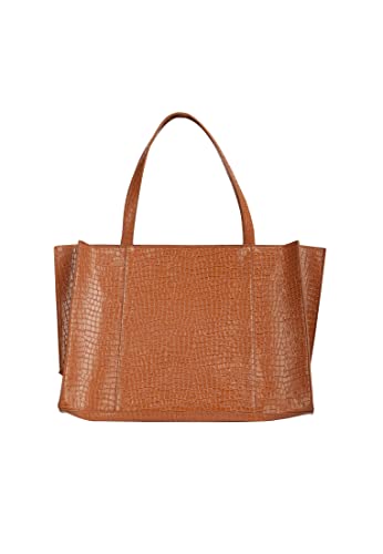 Idony Women's Shopper z wytłoczonym krokodylem, wielbłąd, wielbłąd, jeden rozmiar