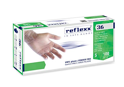 Reflexx R36, bezpudrowe rękawice winylowe, XL, przezroczyste, 100