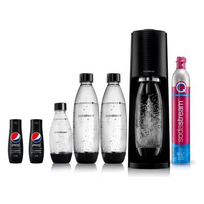 Saturator SODASTREAM Terra Czarny + 3 butelki + 2 syropy Pepsi Max | Bezpłatny transport