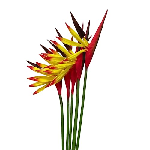 Rikyo Sztuczne kwiaty, 6 szt. rajskiego ptaka, 58 cm, stały kwiat, strelitzia, tropikalna sztuczna roślina, bukiety kwiatów do biura, domu, dekoracji imprezowych, aranżacji roślin doniczkowych (żółte)