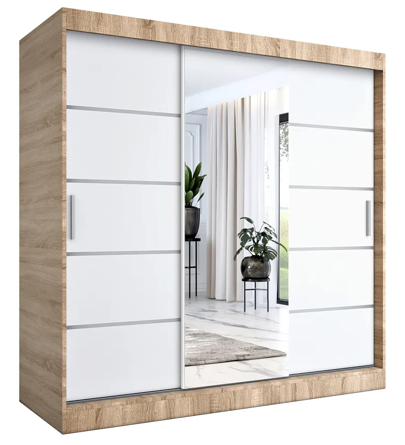 Szafa przesuwna 200 cm dąb sonoma + biały D9-Z41