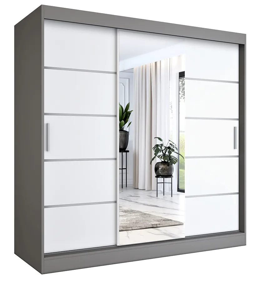 Szafa Przesuwna Biały 200 Cm Antracyt + B8-F55