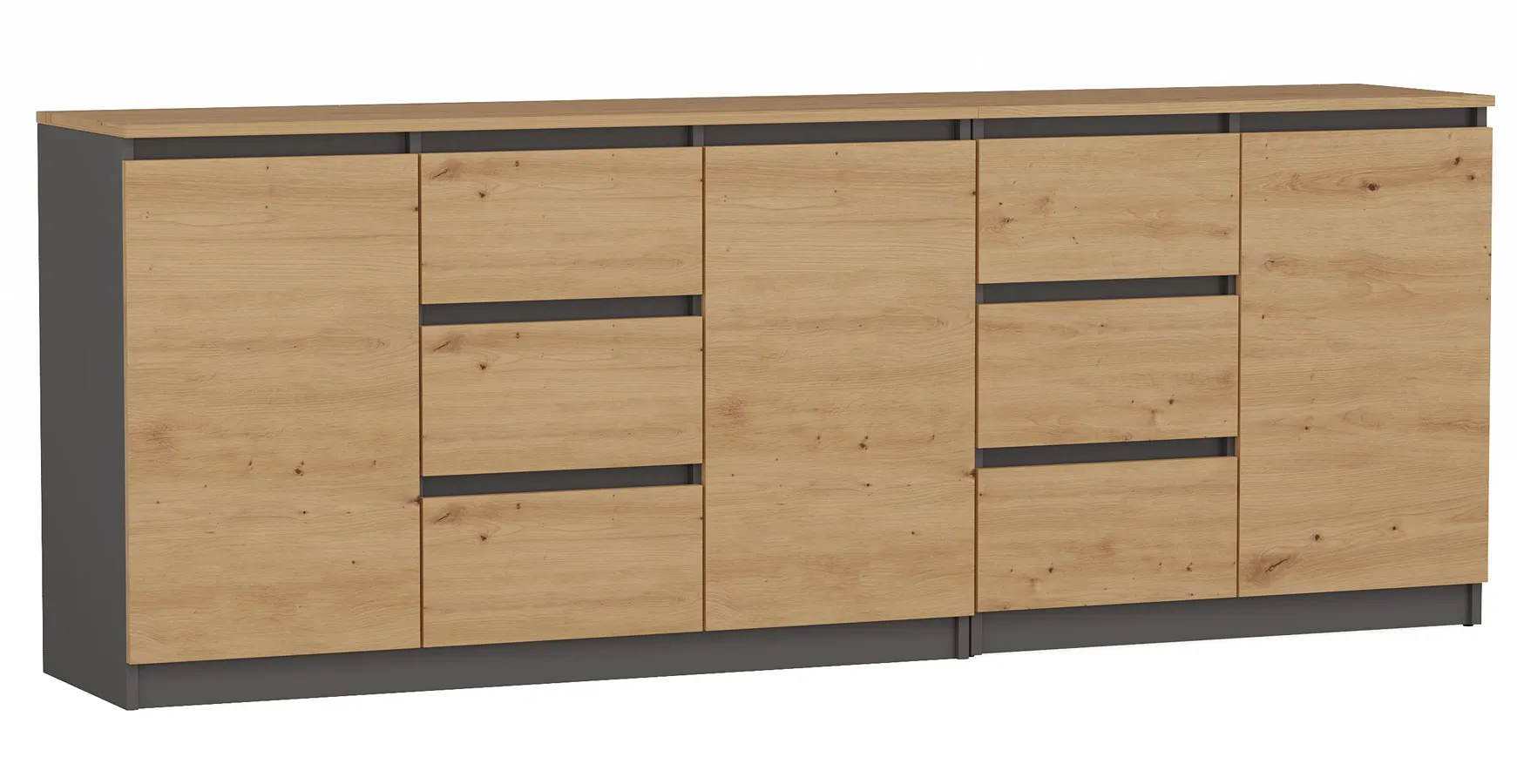 Duża komoda 200 cm dąb artisan + antracyt Z0-E42