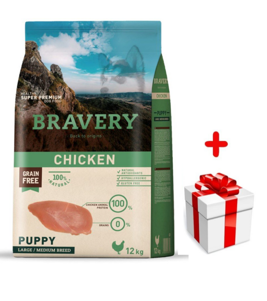 Bravery Grain Free Puppy Medium Large Chicken 12kg