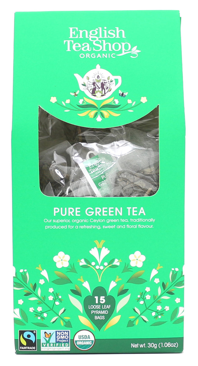 English Tea Shop, Herbata Zielona, Pure Green Tea, 15 Piramidek