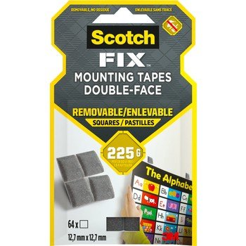 Scotch-Fix™ Kwadraty montażowe wielokrotnego użytku 108-ST64-P, 12,7 mm x 12,7 mm, 64 kwadraty/opakowanie