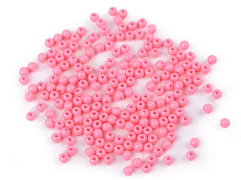 Koraliki Plastikowe Color Róż 4Mm 100Szt