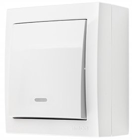 Simon Simon Aquaclick Łącznik jednobiegunowy z podświetleniem, 10 AX, 250 V biały ACW1L/11 ACW1L/11