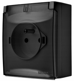 top Kontakt Simon Simon Aquaclick Gniazdo IP44, pojedyncze z uziem., klapka transparentna czarny ACGZ1C/49A ACGZ1C/49A
