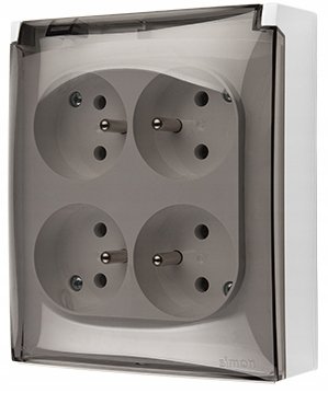 Kontakt Simon Simon Aquaclick Gniazdo IP44, 4-krotne z uziem., klapka transparentna 16 A 250 V biały ACGZ4/11A ACGZ4/11A