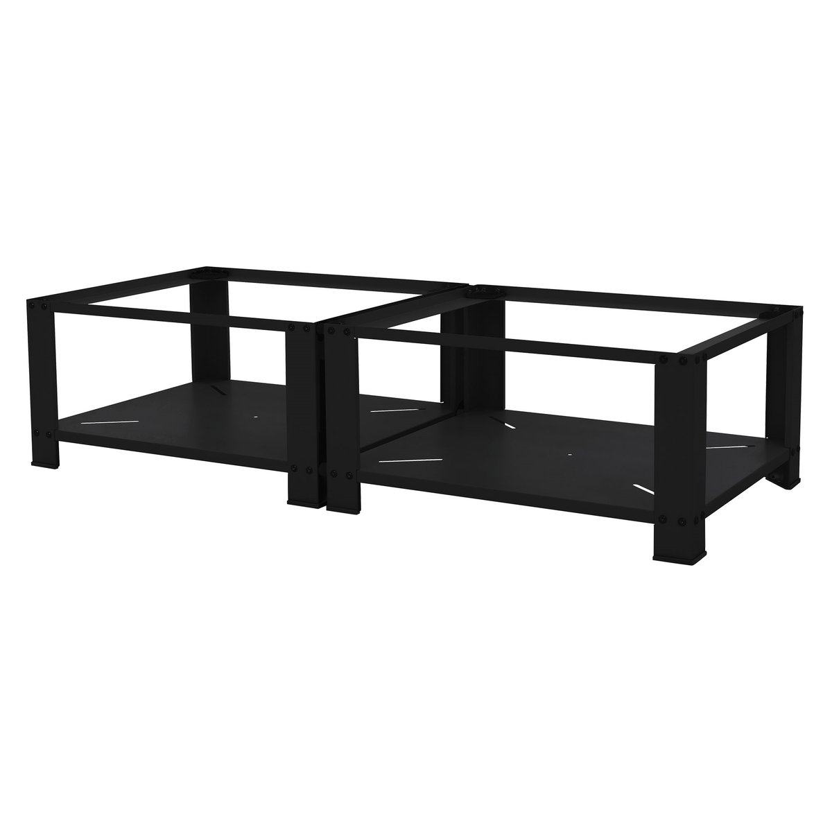 Waschmaschinenuntergestell mit Ablagefläche 2er Set Schwarz aus Stahl ML-Design