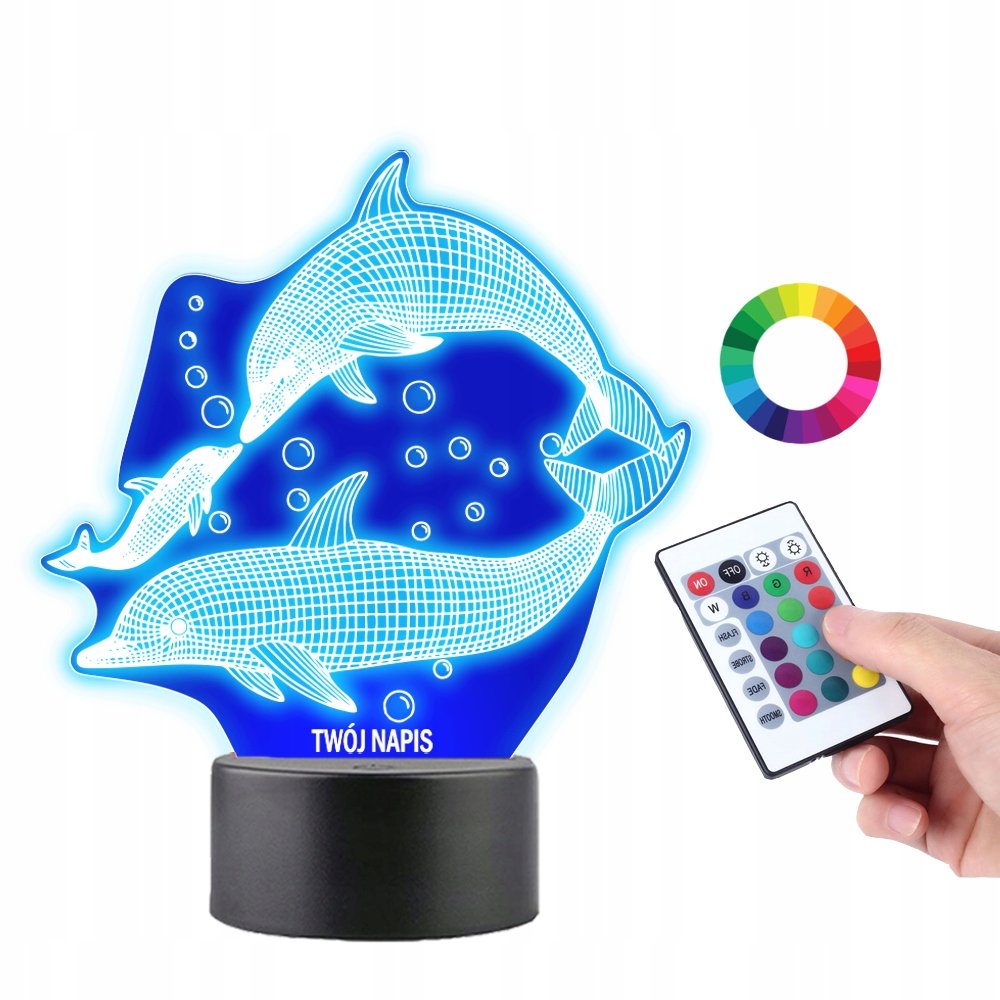 Lampka na Biurko Statuetka Led Delfiny Delfinek
