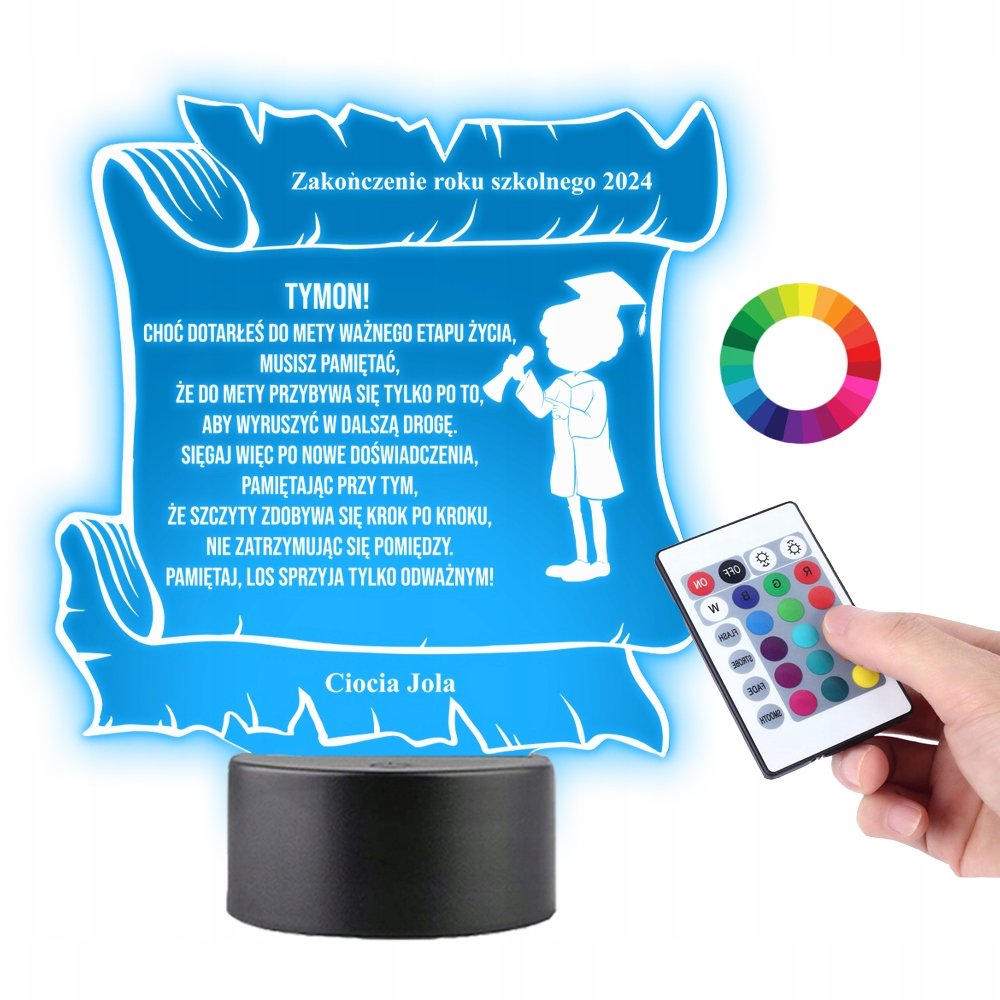 Lampka na Biurko 3D Led Zakończenie Roku Szkolnego