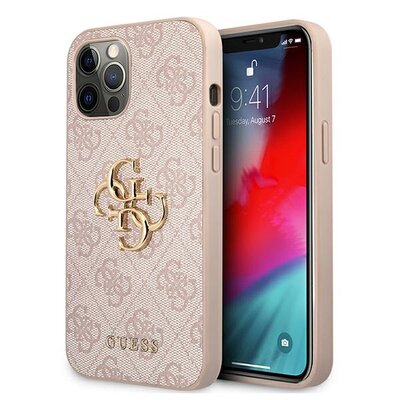 Guess 4G Big Metal Logo - Etui iPhone 12 / iPhone 12 Pro różowy GUHCP12M4GMGPI