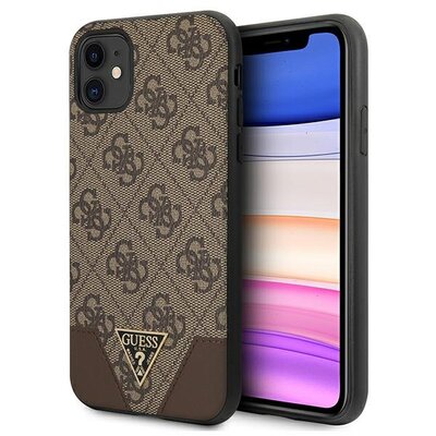 Guess nakładka do iPhone 11 GUHCN61PU4GHBR brązowa hard case 4G Triangle Collection 8_2274752