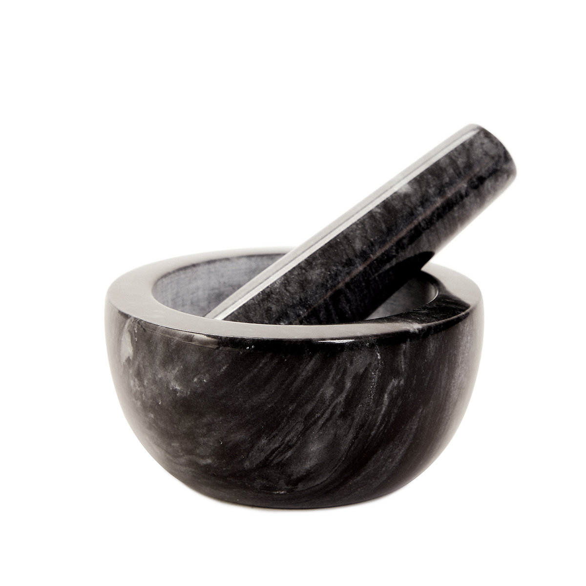 Moździerz TŁUCZEK DO ZIÓŁ PRZYPRAW MARBLE marmurowy czarny 12 cm HOMLA
