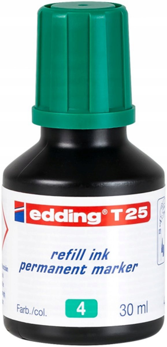 Edding 4-t25004 tusz uzupełniający edding T 25, do markerów niezmywalnych edding 30 ML, zielony 4-T25004