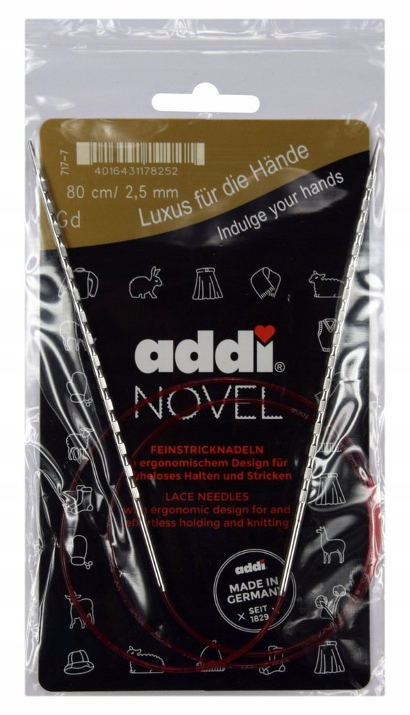 Druty na żyłce Addi Novel metalowe 80 cm - 2,5 mm
