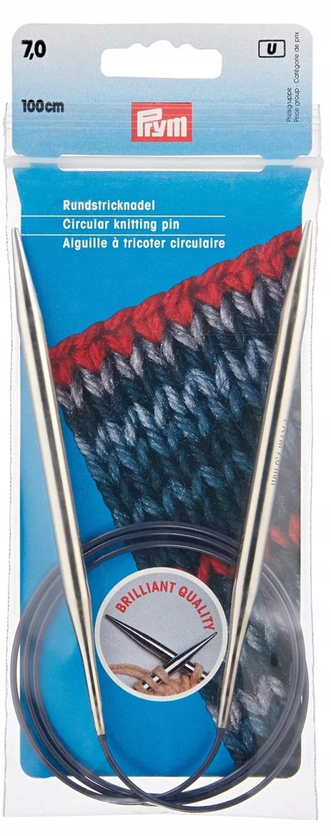 PRYM PRYM Circular Knitting Needles Brass 100cm / 7mm Silver