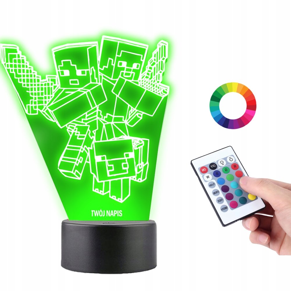 Lampka na biurko Statuetka Minecraft Steve Świnka