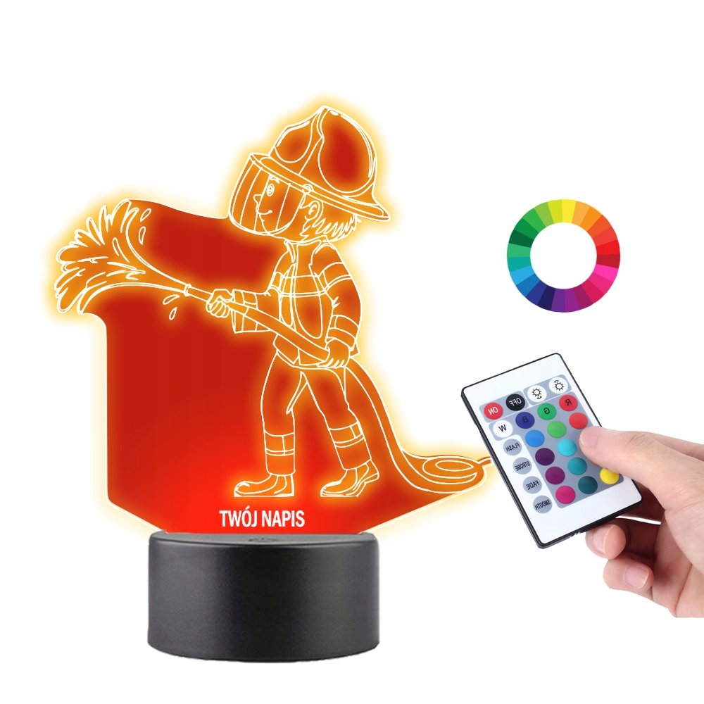 Lampka na Biurko Statuetka Led Chłopiec Strażak