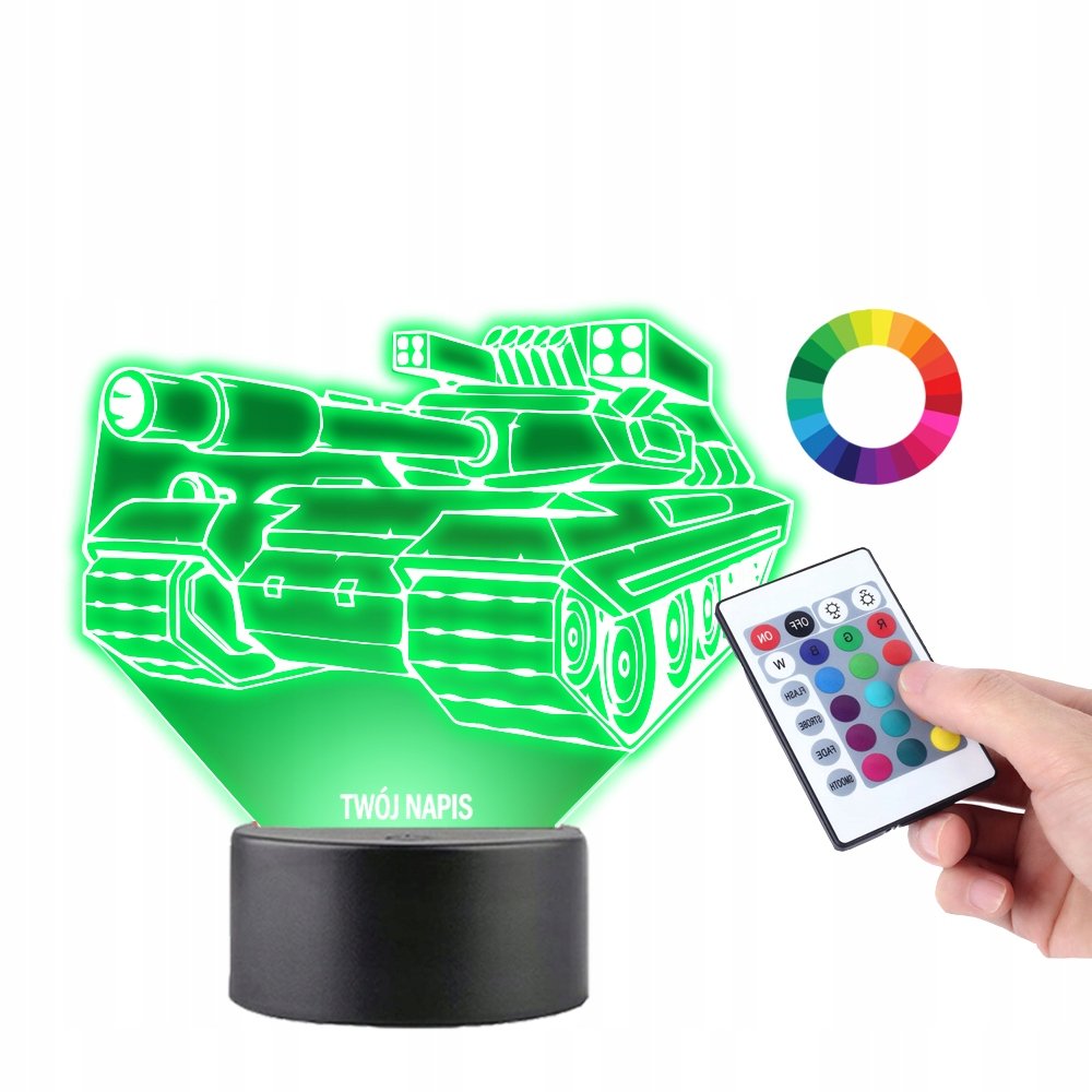 Lampka na Biurko Statuetka Led Czołg Wojna Czołgi