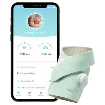 Niania elektroniczna OWLET Smart Sock 3 monitor oddechu Miętowy