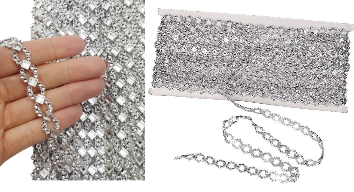 Taśma Cyrkonie Pas Diamentowy Ozdobny 12Mm 10Yard