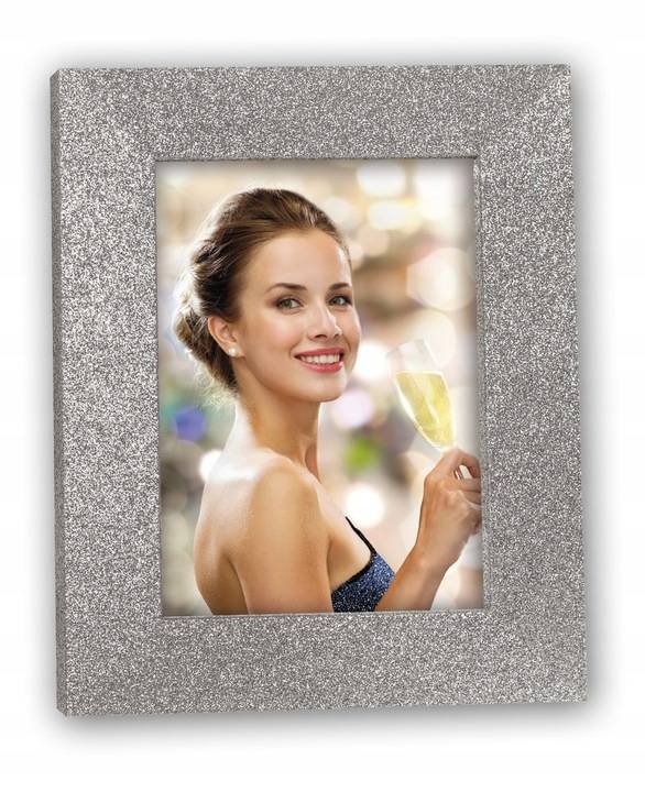 Ramka na zdjęcie błyszcząca 15x20 Glamour srebrna