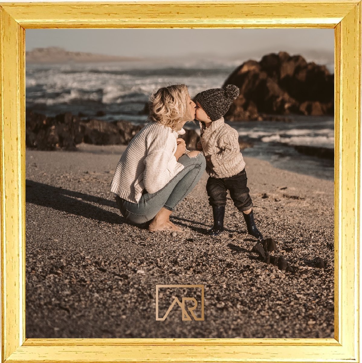 Ramka na zdjęcie, kwadratowa 25x25 złota, gold