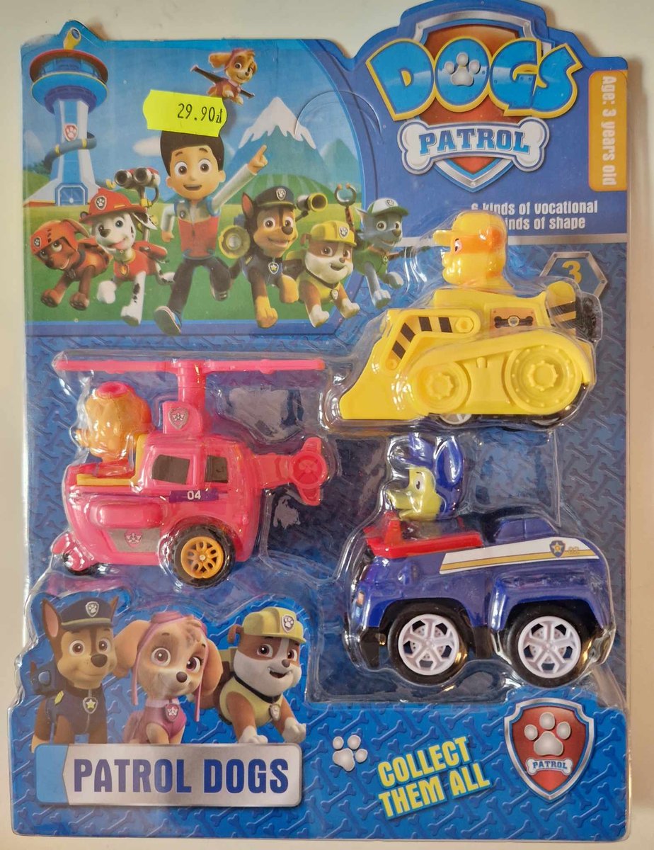 Psi Patrol Zestaw 3 Figurki + Pojazdy Auto Na Naciąg Chase Skye Rubble