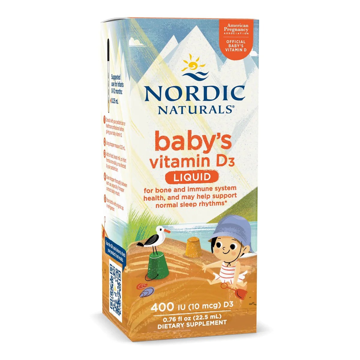 Nordic Naturals, Witamina D3 400 IU dla niemowląt, 22,5 ml