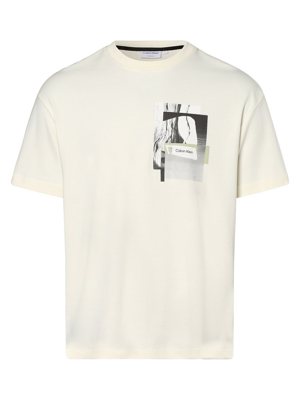 Calvin Klein - T-shirt męski, beżowy|biały