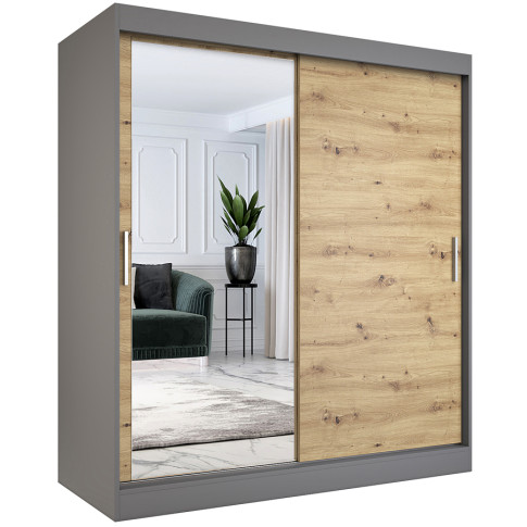 Szafa przesuwna antracyt + dąb artisan 180 cm B1-N24
