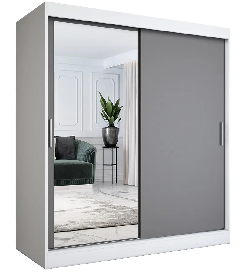 Szafa przesuwna biały + antracyt 180 cm x K6-P35