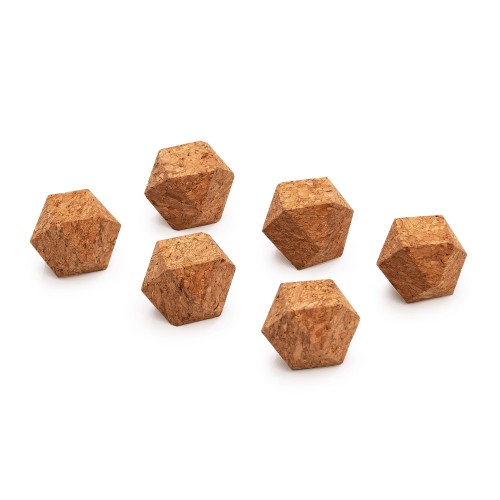 Magnesy ozdobne korkowe, wielościan 1,5x1,5 cm - 6 sztuk