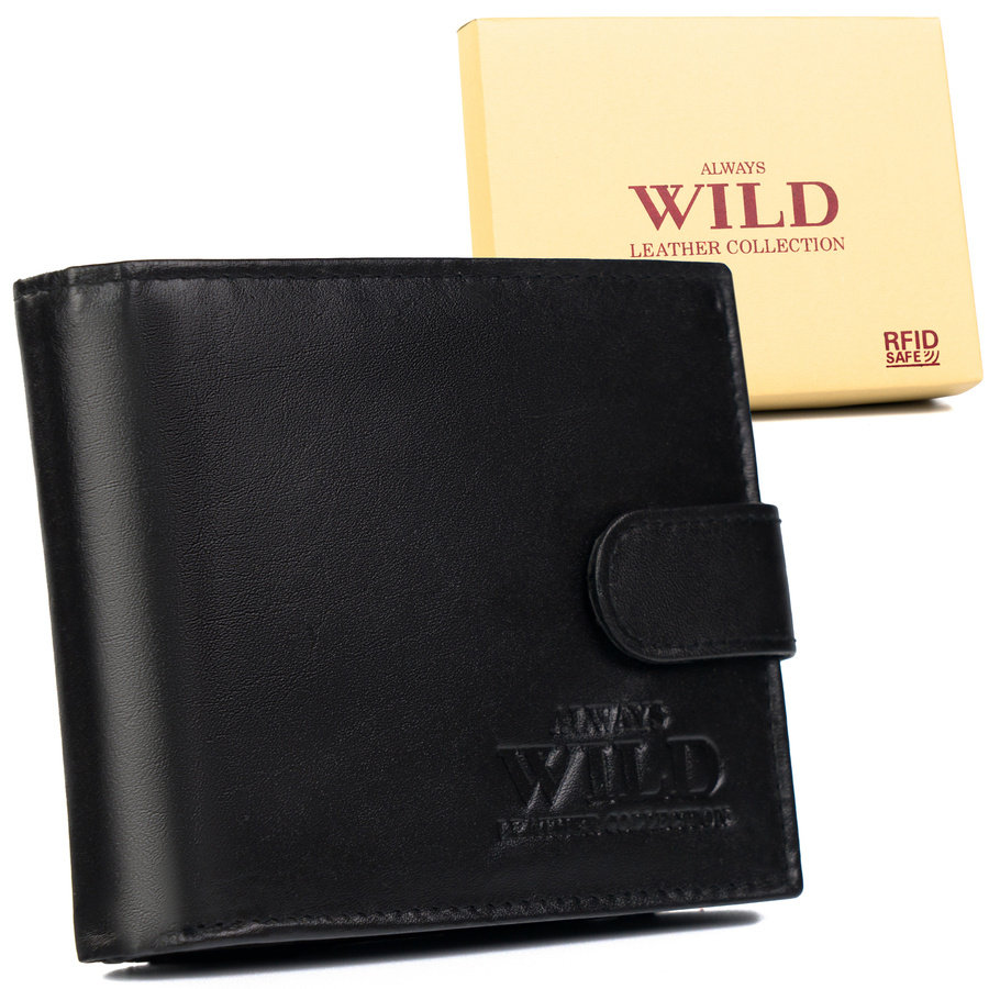 Portfel męski ze skóry bydlęcej z zabezpieczeniem RFID Protect — Always Wild