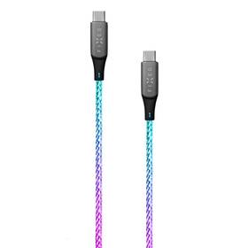 Kabel FIXED USB-C/USB-C a podporou PD, 60W, 1,2m - svítící duhový (FIXDLED-CC-RA)