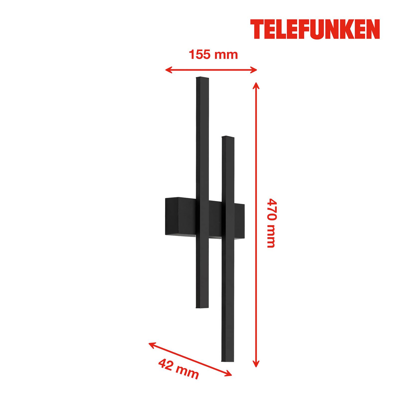 Telefunken Kinkiet zewnętrzny LED Graz pośredni 2-pkt. czarny