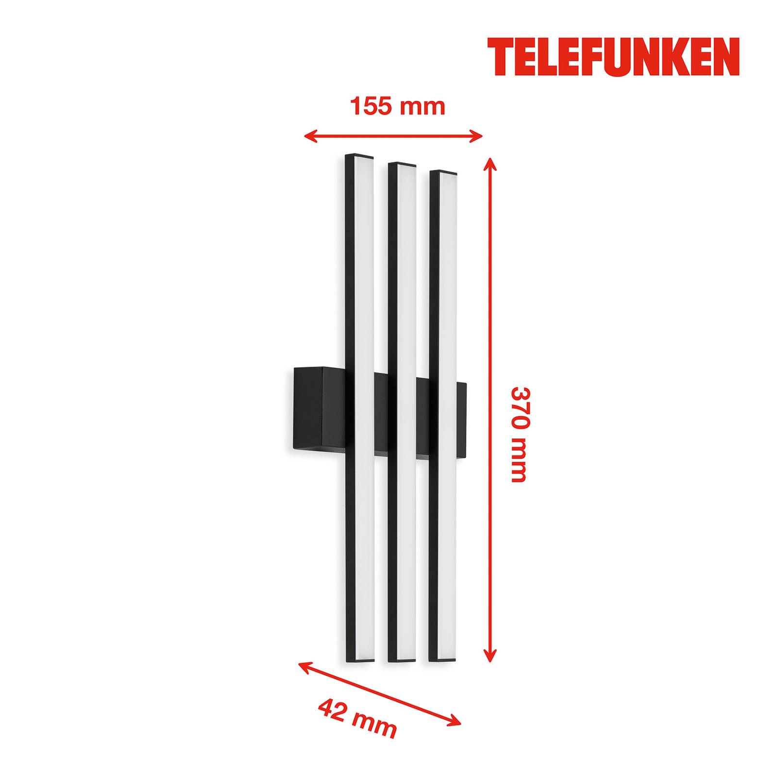 Telefunken Kinkiet zewnętrzny LED Graz 3-pkt. czarny