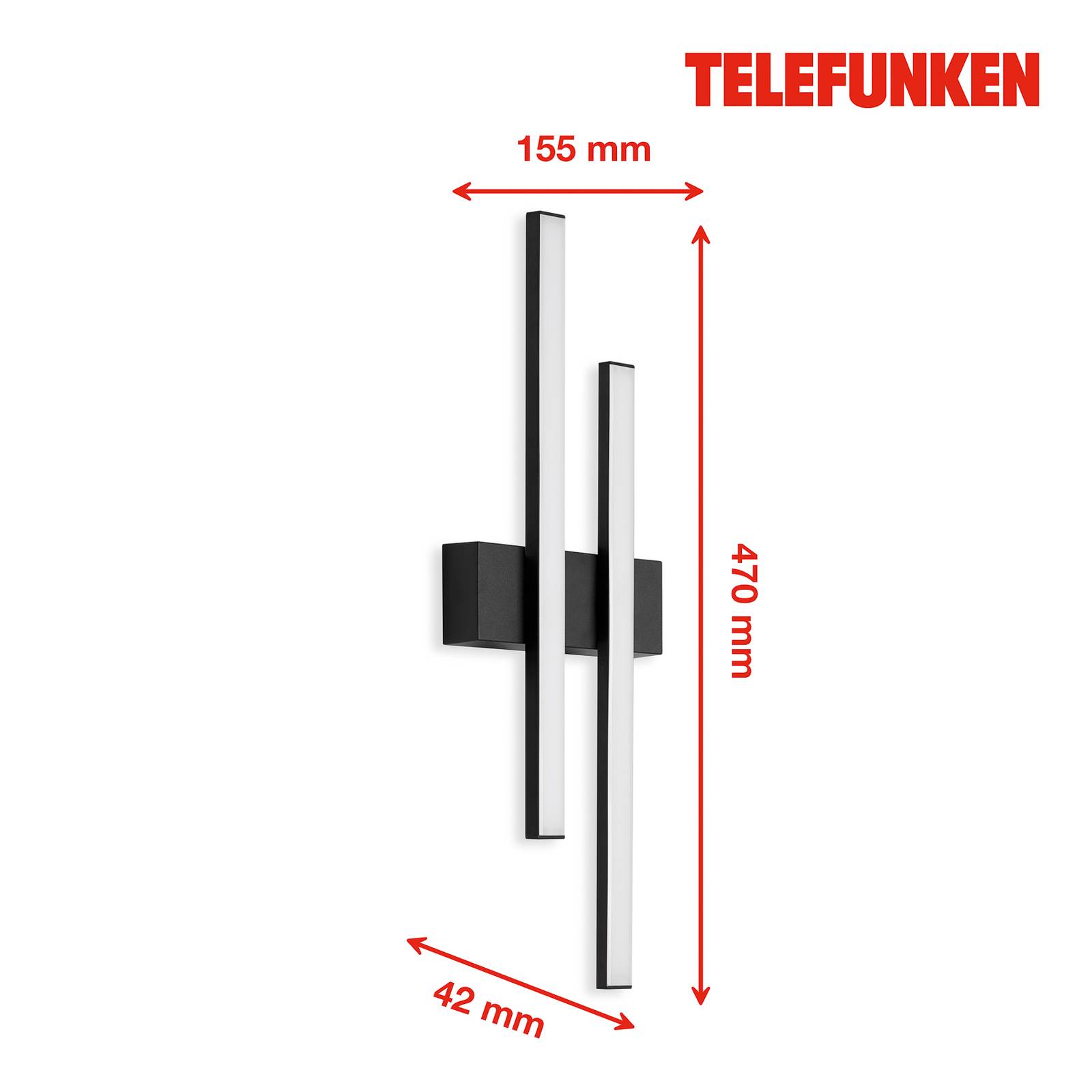 Telefunken Kinkiet zewnętrzny LED Graz 2-pkt. czarny