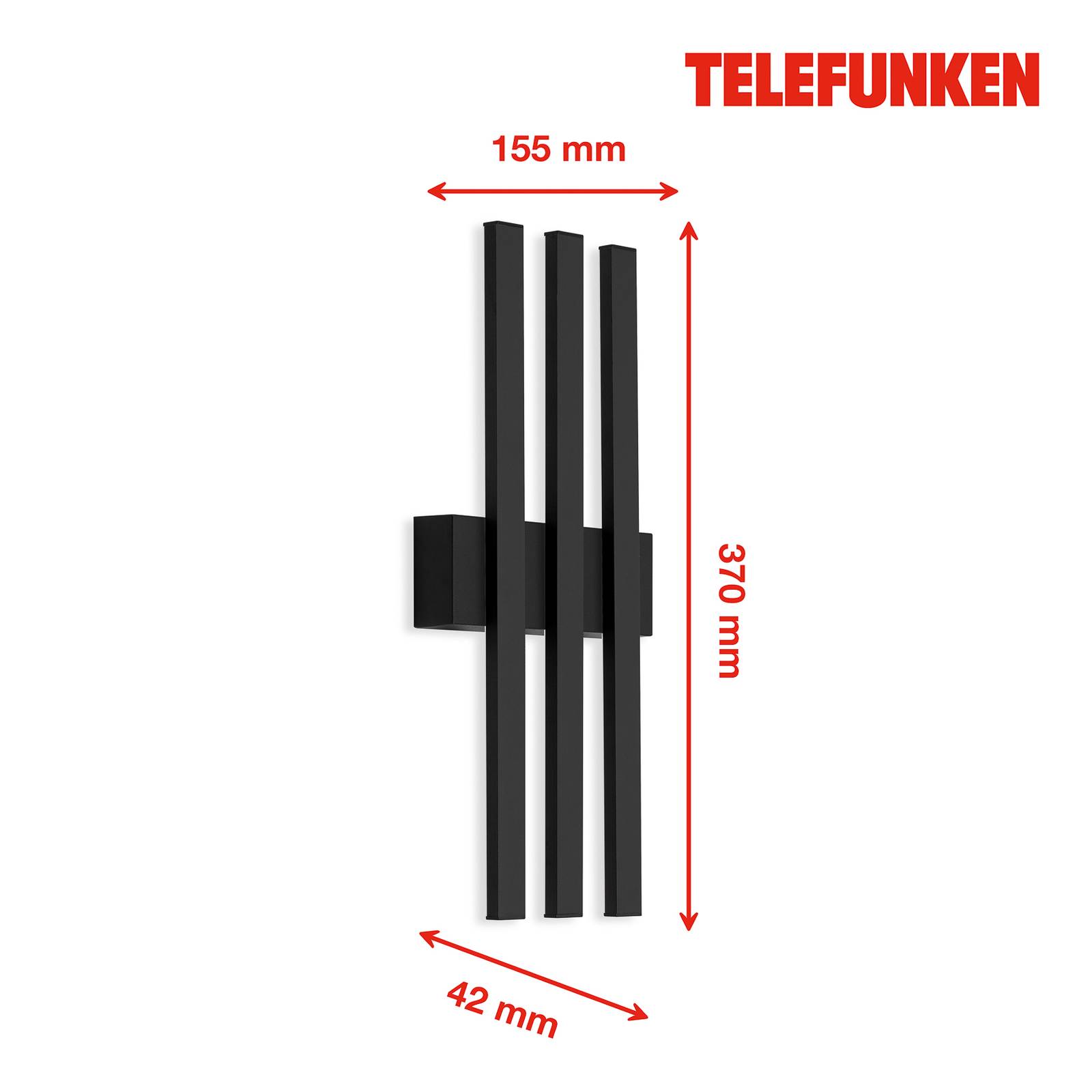 Telefunken Kinkiet zewnętrzny LED Graz pośredni 3-pkt. czarny