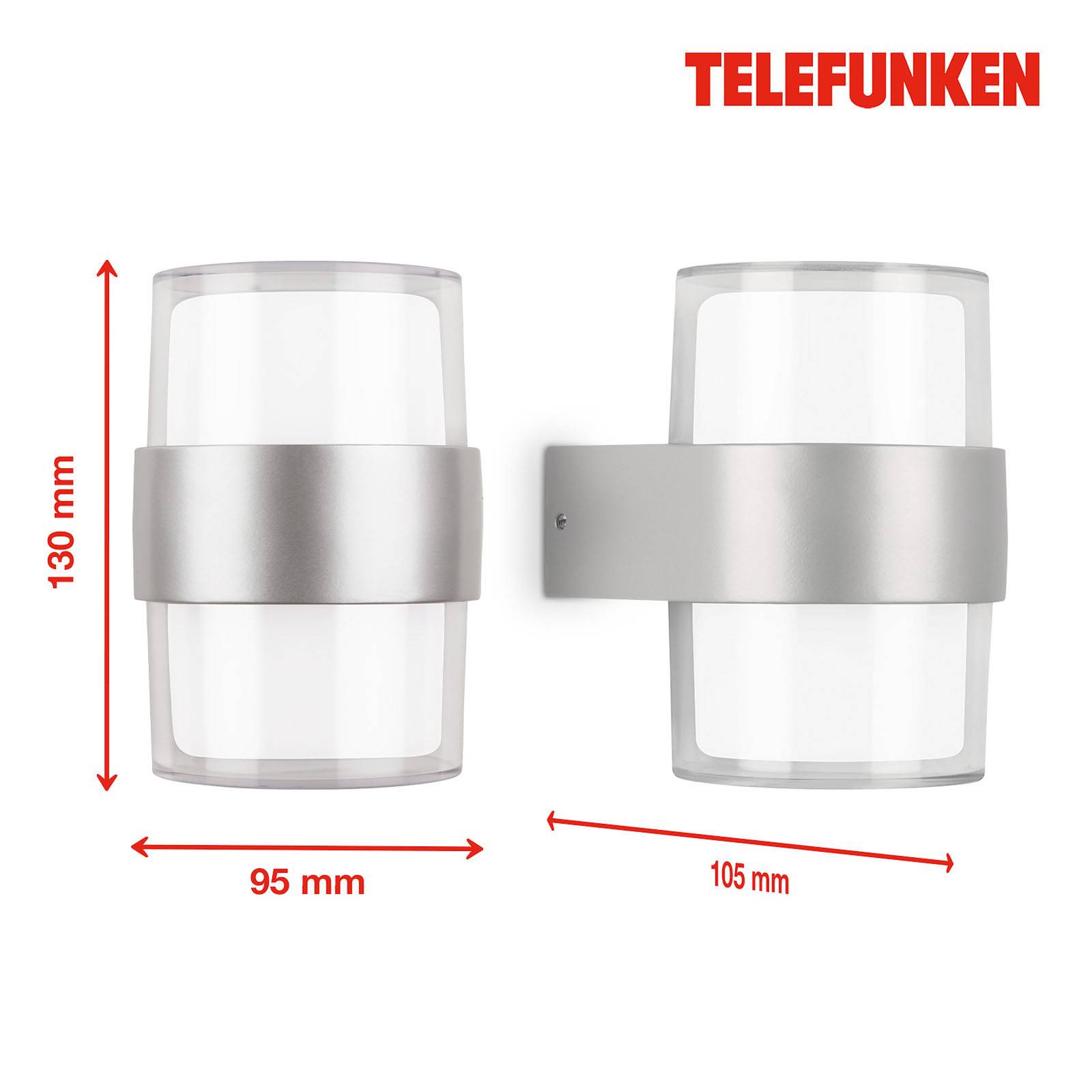 Telefunken Cludu kinkiet zewnętrzny LED, srebrny